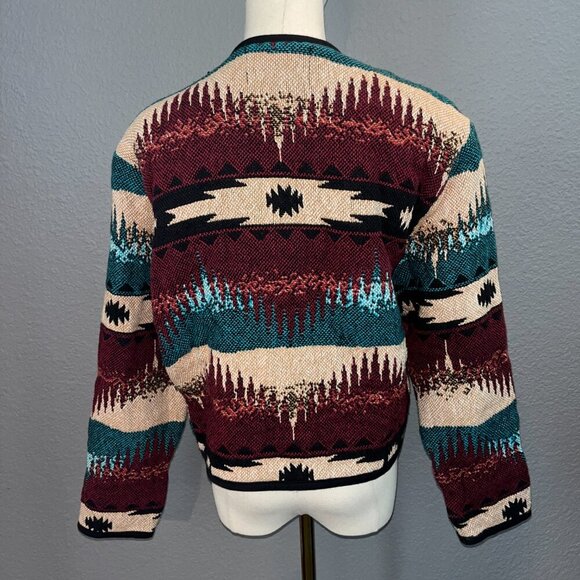 Vintage 90's KOKOPELLI Western Artsy Navajo Design Woven Jacket -Made in USA - S - Picture 5 of 9